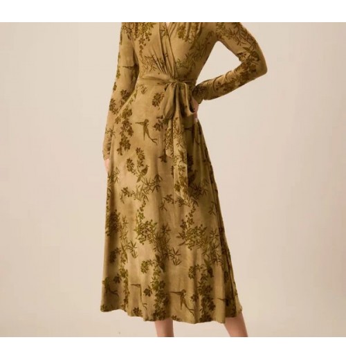 Women’s Yellow Ruched Wrap Midi Dress Women’s Yellow Ruched Wrap Midi Dress
