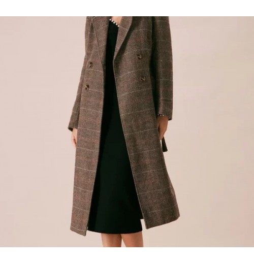 The Coffee Lapel Belted Double Breasted Coat The Coffee Lapel Belted Double Breasted Coat